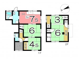 姫路市野里、中古一戸建ての間取り画像です