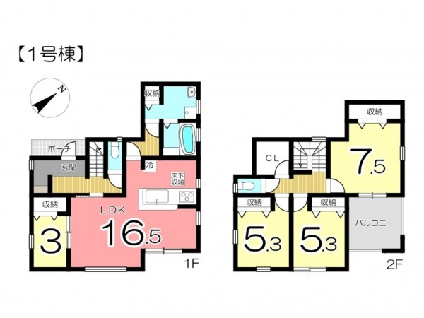 姫路市継、新築一戸建ての間取り画像です