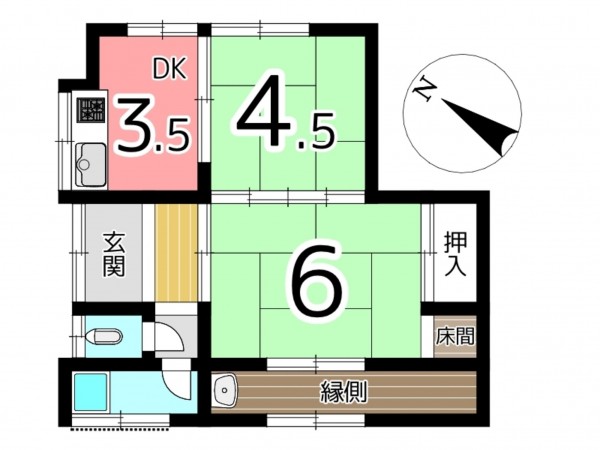 相生市垣内町、中古一戸建ての間取り画像です