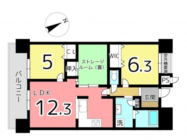 姫路市安田、マンションの間取り画像です