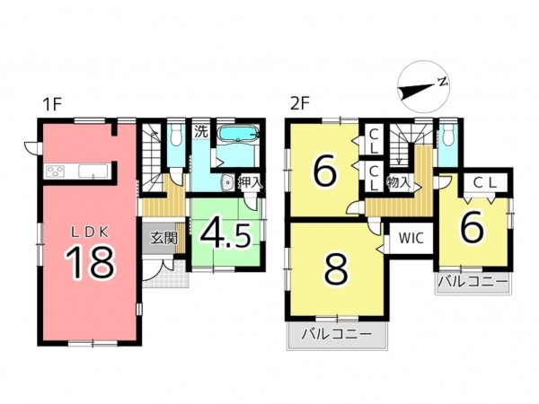 姫路市御立中、中古一戸建ての間取り画像です