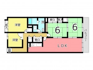 姫路市飾磨区恵美酒、マンションの間取り画像です
