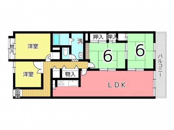 姫路市飾磨区恵美酒、マンションの間取り画像です