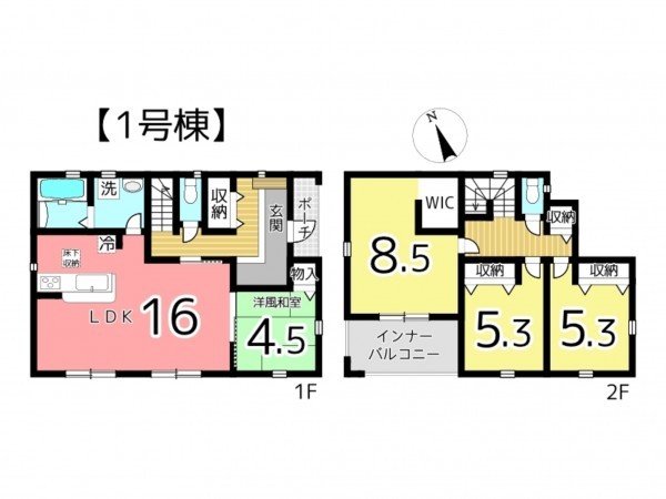 姫路市北原、新築一戸建ての間取り画像です