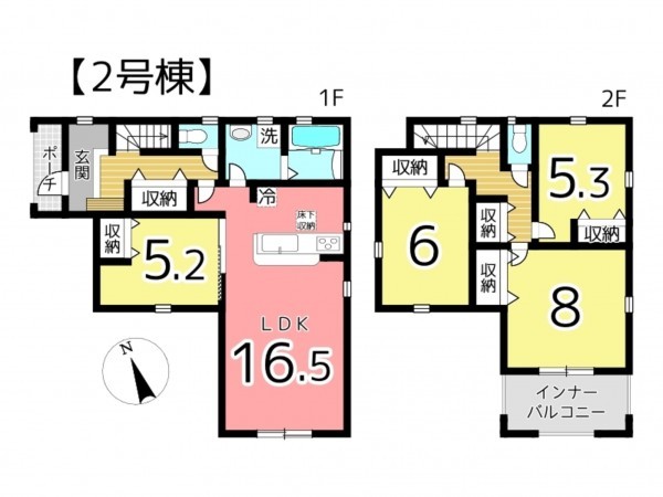 姫路市北原、新築一戸建ての間取り画像です