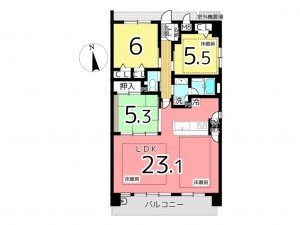 姫路市田寺、マンションの間取り画像です