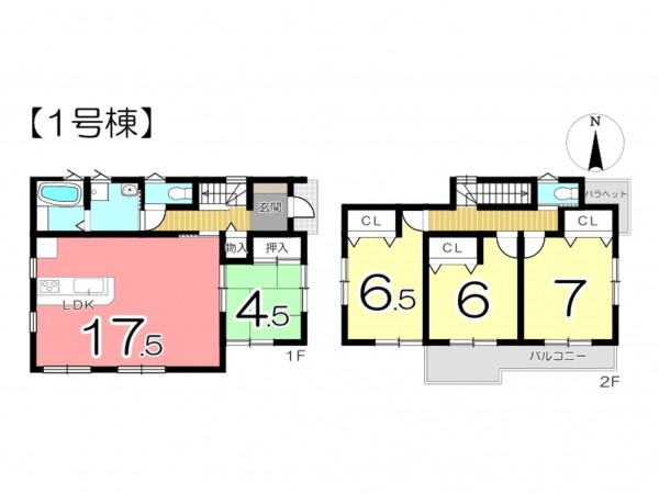 姫路市網干区坂上、新築一戸建ての間取り画像です