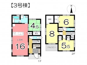 姫路市網干区坂上、新築一戸建ての間取り画像です