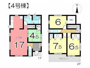 姫路市網干区坂上、新築一戸建ての間取り画像です