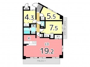 姫路市岡田、マンションの間取り画像です