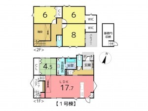 揖保郡太子町馬場、新築一戸建ての間取り画像です