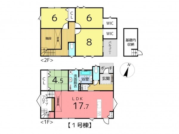 揖保郡太子町馬場、新築一戸建ての間取り画像です