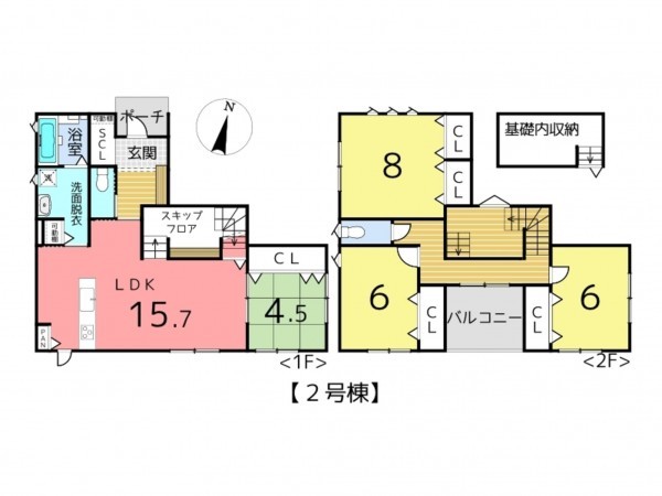 揖保郡太子町馬場、新築一戸建ての間取り画像です