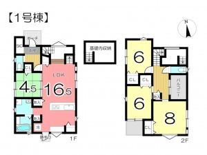 姫路市広畑区蒲田、新築一戸建ての間取り画像です