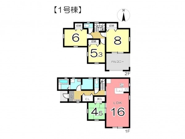 姫路市飾磨区中島、新築一戸建ての間取り画像です