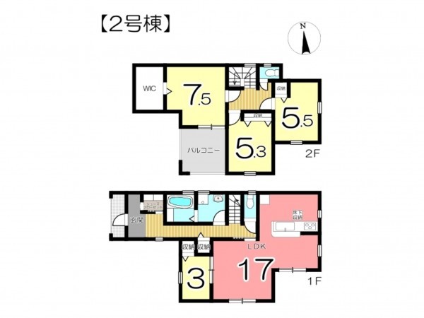 姫路市飾磨区中島、新築一戸建ての間取り画像です