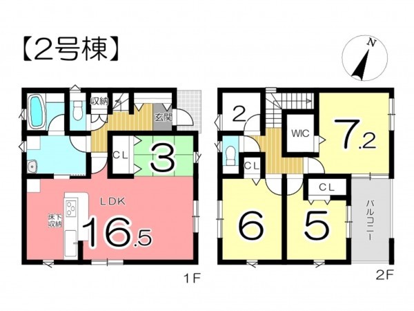 姫路市飾磨区西浜町、新築一戸建ての間取り画像です