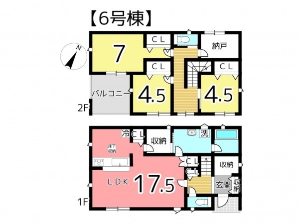 姫路市広畑区蒲田、新築一戸建ての間取り画像です