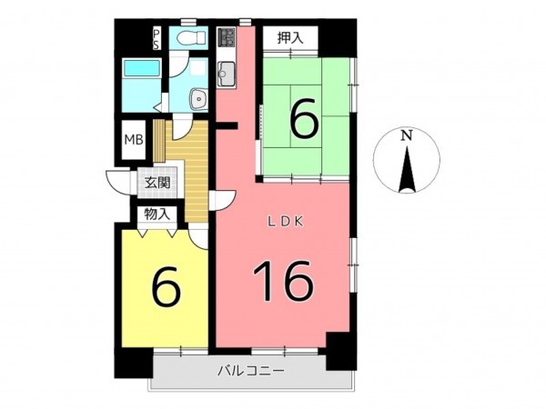 姫路市平野町、マンションの間取り画像です