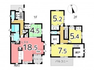 姫路市田寺、中古一戸建ての間取り画像です