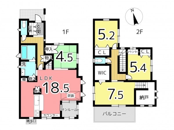 姫路市田寺、中古一戸建ての間取り画像です