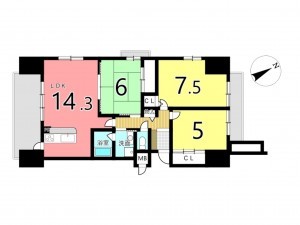 姫路市南畝町、マンションの間取り画像です