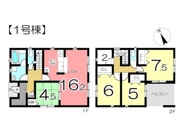 姫路市飾磨区阿成、新築一戸建ての間取り画像です