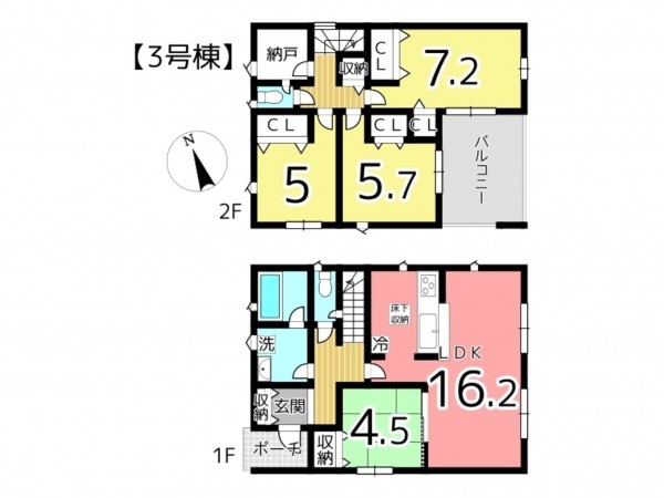 姫路市飾磨区阿成、新築一戸建ての間取り画像です