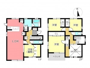 姫路市花田町、中古一戸建ての間取り画像です