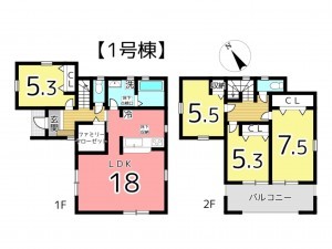 姫路市広畑区西蒲田、新築一戸建ての間取り画像です