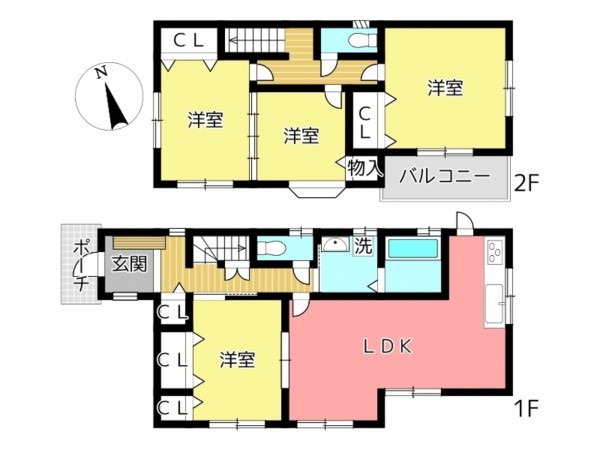 姫路市花田町、中古一戸建ての間取り画像です