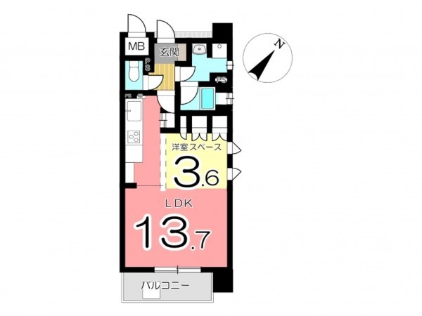 姫路市安田、収益/事業用物件/マンションの間取り画像です