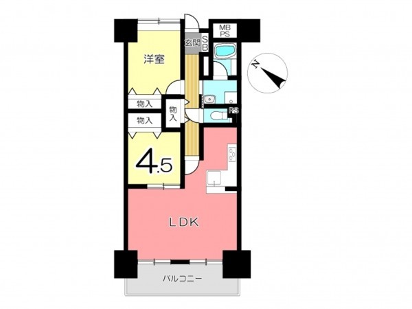 姫路市東今宿、マンションの間取り画像です