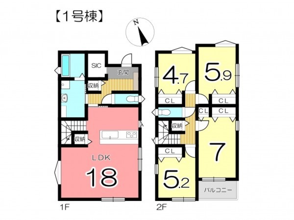 姫路市景福寺前、新築一戸建ての間取り画像です