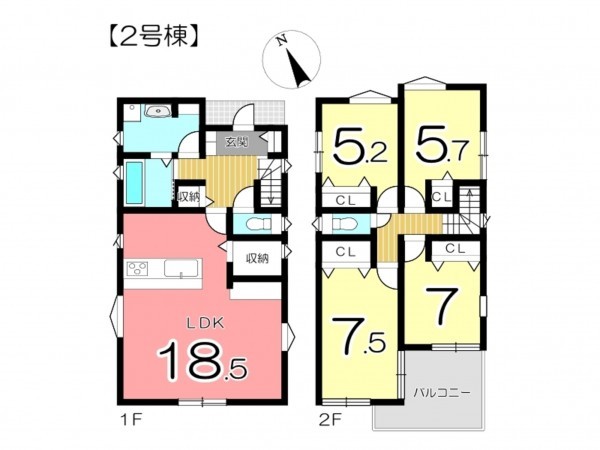 姫路市景福寺前、新築一戸建ての間取り画像です