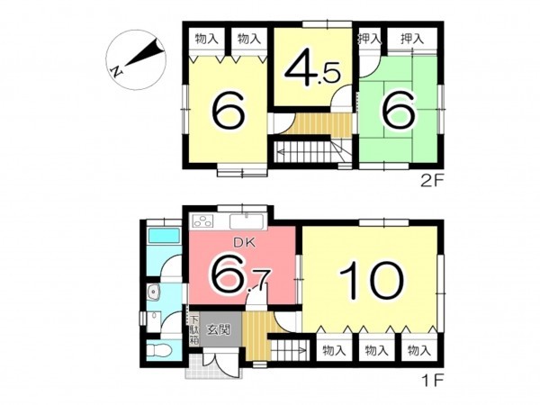 姫路市御立中、中古一戸建ての間取り画像です