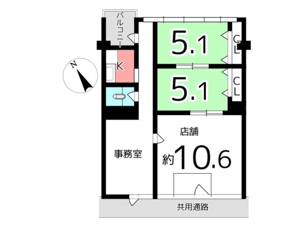 姫路市船丘町、収益/事業用物件/マンションの間取り画像です