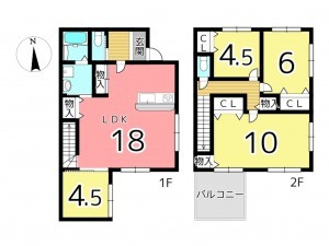 姫路市北原、収益/事業用物件/住宅の間取り画像です