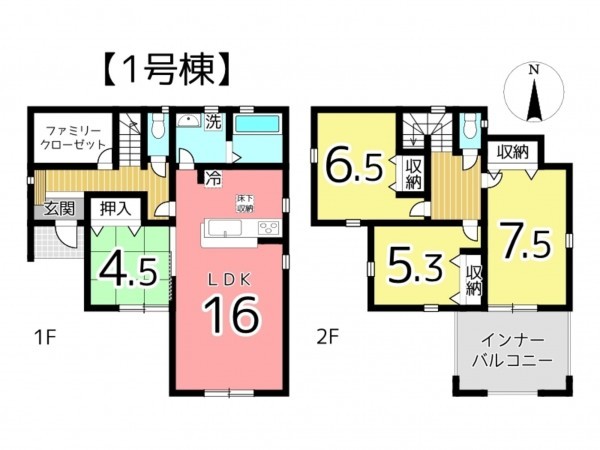 姫路市広畑区北野町、新築一戸建ての間取り画像です