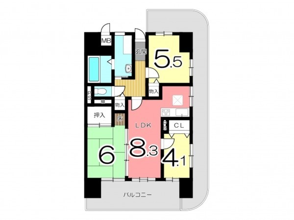 姫路市神屋町、マンションの間取り画像です