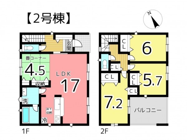 姫路市広畑区西蒲田、新築一戸建ての間取り画像です
