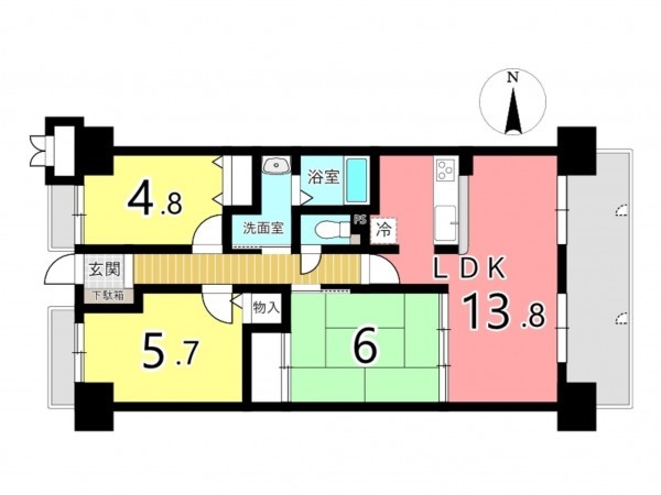 姫路市上大野、マンションの間取り画像です