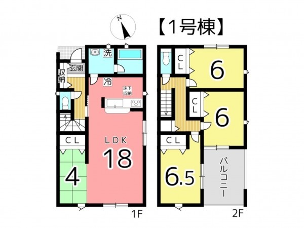 姫路市丸尾町、新築一戸建ての間取り画像です