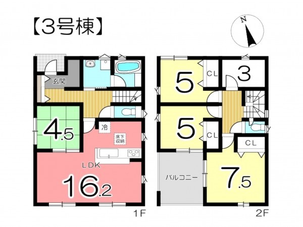 姫路市丸尾町、新築一戸建ての間取り画像です