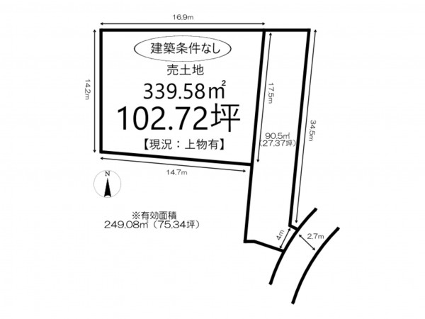 姫路市御立西、土地の間取り画像です