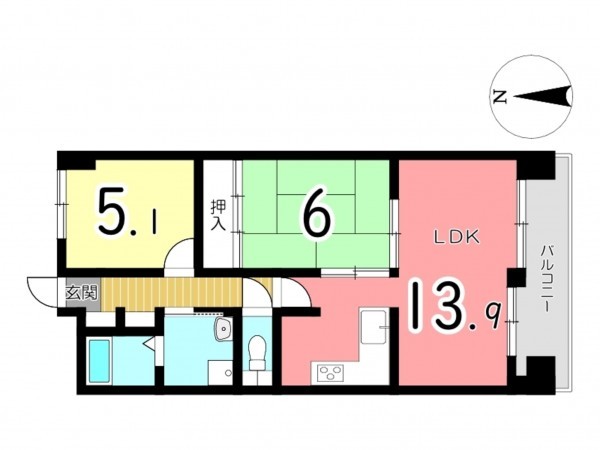 姫路市飾磨区今在家、収益/事業用物件/マンションの間取り画像です