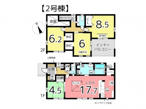 姫路市飾磨区阿成、新築一戸建ての間取り画像です