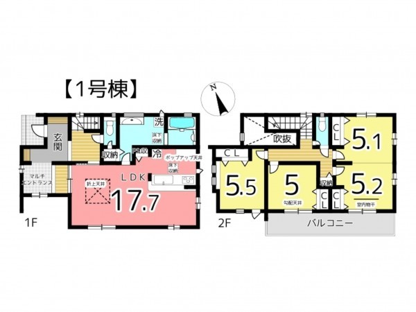 姫路市飾磨区阿成、新築一戸建ての間取り画像です