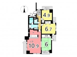姫路市八代東光寺町、マンションの間取り画像です