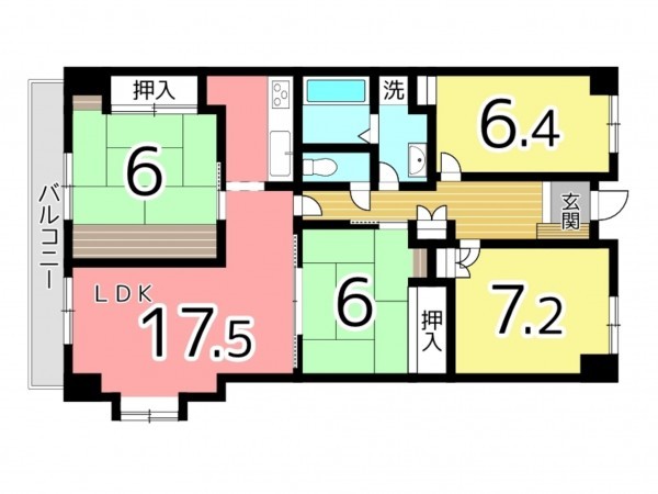 姫路市城北本町、マンションの間取り画像です